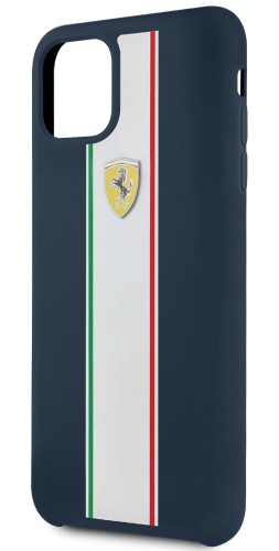 Чехол Ferrari On Track Silicone Hard Stripes для iPhone 11 Pro Max, синий