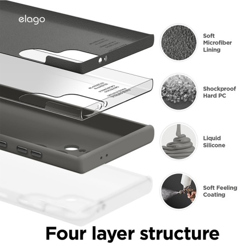 Elago для Galaxy S24 Ultra чехол Soft silicone (Liquid) Medium Grey