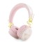 Guess наушники беспроводные накладные Bluetooth Headphones Round PU 4G Metal Logo Pink