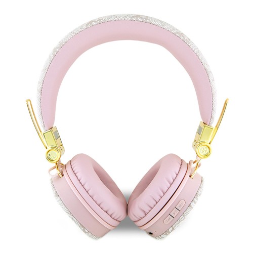 Guess наушники беспроводные накладные Bluetooth Headphones Round PU 4G Metal Logo Pink