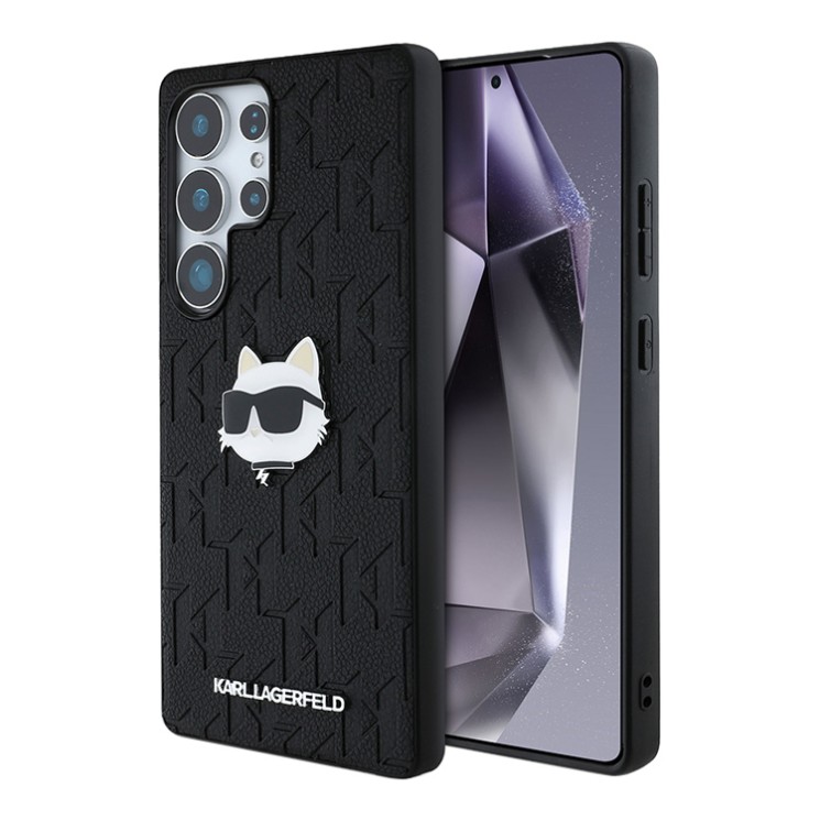 Karl Lagerfeld для Galaxy S25 Ultra чехол PU Grained Monogram NFT Choupette metal Head Hard Black