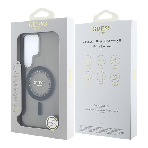 Guess для Galaxy S25 Ultra чехол PC/TPU Diamond Rhinestone Circle Hard Black (MagSafe)