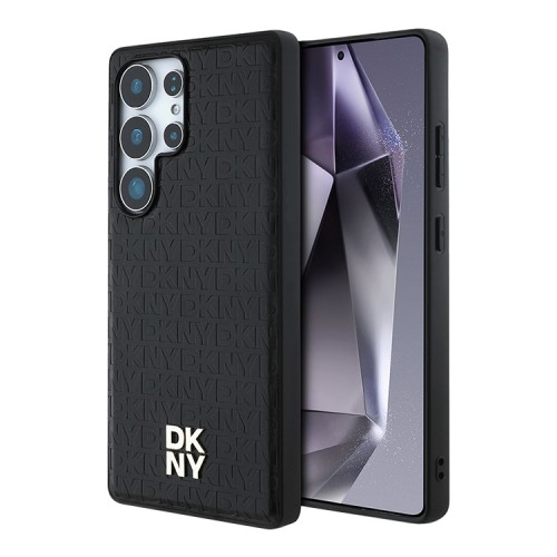 DKNY для Galaxy S25 Ultra чехол PU Repeat Stack metal logo Hard Black (MagSafe)