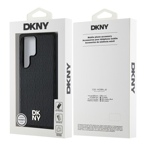 DKNY для Galaxy S25 Ultra чехол PU Repeat Stack metal logo Hard Black (MagSafe)