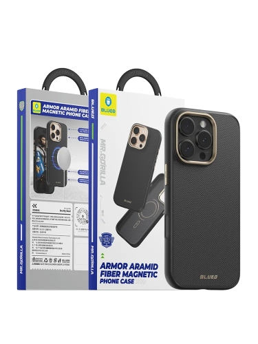 BlueO чехол для iPhone 16 Pro Max, Armor Aramid fiber (Kevlar) 600D Black (MagSafe)