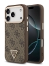 Guess для iPhone 17 Pro чехол PU 4G Triangle Diamond metal logo Gold camera Hard Brown (MagSafe)