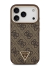Guess для iPhone 17 Pro чехол PU 4G Triangle Diamond metal logo Gold camera Hard Brown (MagSafe)