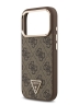 Guess для iPhone 17 Pro чехол PU 4G Triangle Diamond metal logo Gold camera Hard Brown (MagSafe)