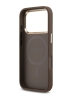 Guess для iPhone 17 Pro чехол PU 4G Triangle Diamond metal logo Gold camera Hard Brown (MagSafe)