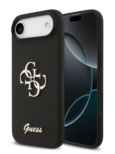 Guess для iPhone Air чехол Liquid silicone 4G Big and Script metal logo Hard Black