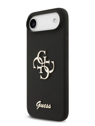 Guess для iPhone Air чехол Liquid silicone 4G Big and Script metal logo Hard Black