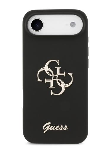 Guess для iPhone Air чехол Liquid silicone 4G Big and Script metal logo Hard Black