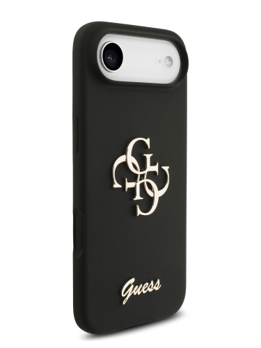 Guess для iPhone Air чехол Liquid silicone 4G Big and Script metal logo Hard Black