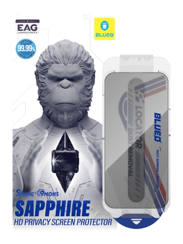 BlueO стекло защитное для iPhone 17 Pro/17/16 Pro, SAPPHIRE Privacy Black (+installerPro)