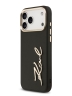 Karl Lagerfeld для iPhone 17 Pro чехол PU leather Autograph Metal logo & Gold camera Hard Black