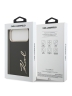 Karl Lagerfeld для iPhone 17 Pro чехол PU leather Autograph Metal logo & Gold camera Hard Black