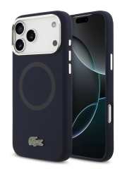Lacoste для iPhone 17 Pro Max чехол Liquid silicone Lacquer Metal logo &amp; Cam Hard Navy (MagSafe)