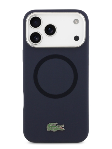 Lacoste для iPhone 17 Pro Max чехол Liquid silicone Lacquer Metal logo & Cam Hard Navy (MagSafe)