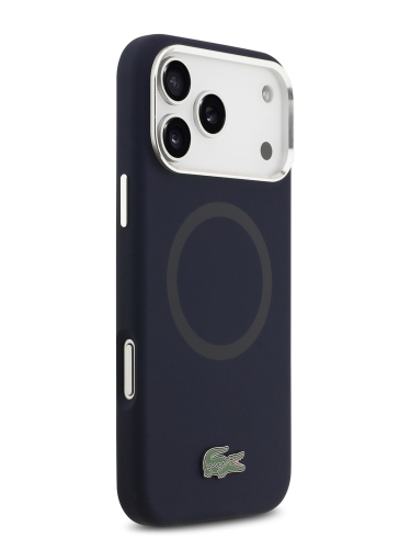 Lacoste для iPhone 17 Pro Max чехол Liquid silicone Lacquer Metal logo & Cam Hard Navy (MagSafe)