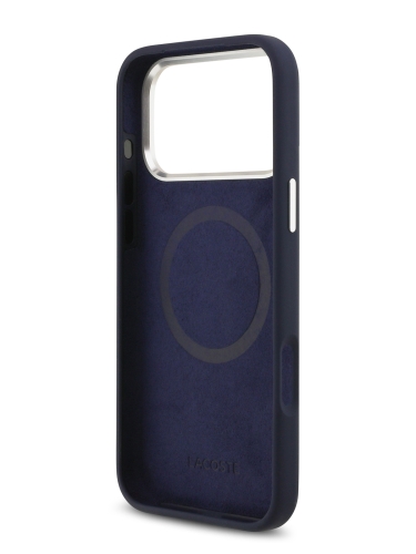 Lacoste для iPhone 17 Pro Max чехол Liquid silicone Lacquer Metal logo & Cam Hard Navy (MagSafe)