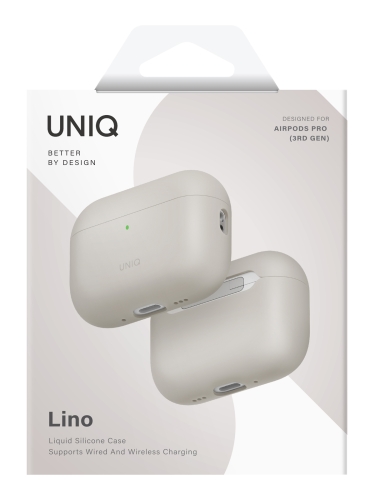 Uniq для Airpods Pro 3 чехол LINO Liquid silicone with handstrap Ivory Beige