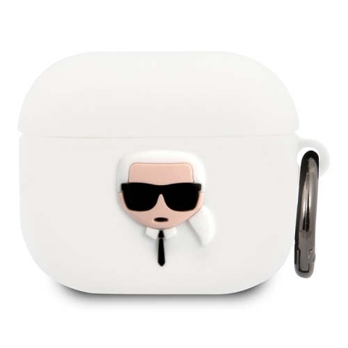 Чехол Lagerfeld Silicone case with ring Karl для Airpods 3 (2021), белый