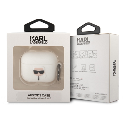 Чехол Lagerfeld Silicone case with ring Karl для Airpods 3 (2021), белый