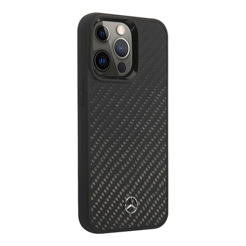 Карбоновый чехол Mercedes Dynamic Real Carbon Hard для iPhone 13 Pro, черный