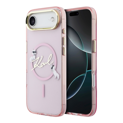 Karl Lagerfeld для iPhone Air чехол IML NFT Choupettes Script logo Metal Cam Hard Pink (MagSafe)
