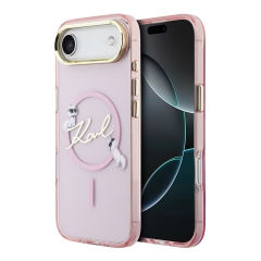 Karl Lagerfeld для iPhone Air чехол IML NFT Choupettes Script logo Metal Cam Hard Pink (MagSafe)
