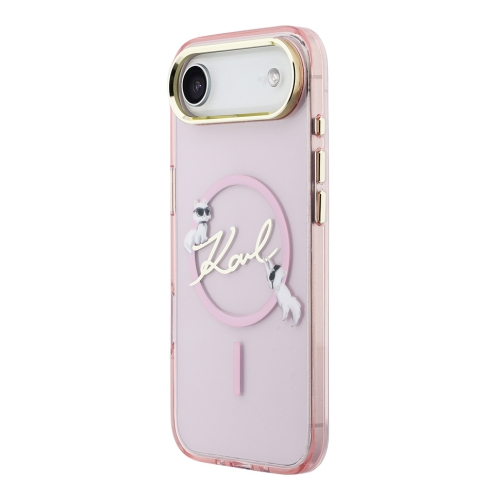 Karl Lagerfeld для iPhone Air чехол IML NFT Choupettes Script logo Metal Cam Hard Pink (MagSafe)