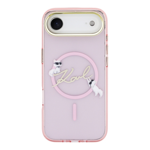 Karl Lagerfeld для iPhone Air чехол IML NFT Choupettes Script logo Metal Cam Hard Pink (MagSafe)