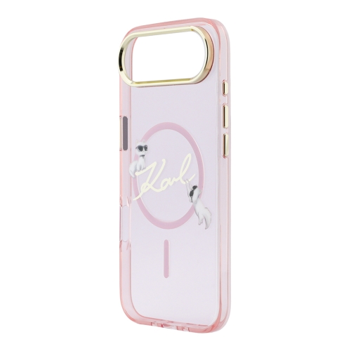Karl Lagerfeld для iPhone Air чехол IML NFT Choupettes Script logo Metal Cam Hard Pink (MagSafe)