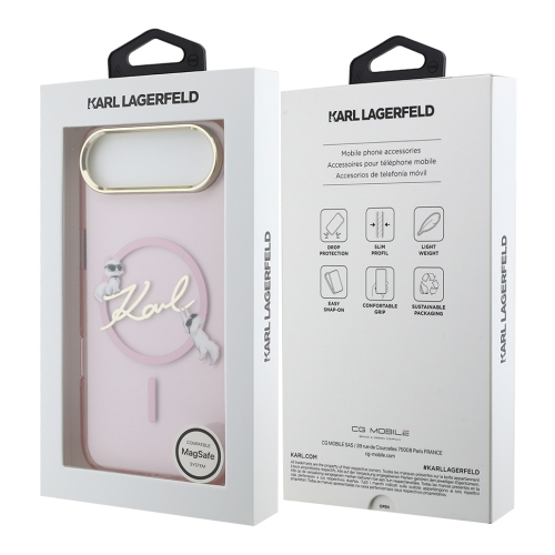 Karl Lagerfeld для iPhone Air чехол IML NFT Choupettes Script logo Metal Cam Hard Pink (MagSafe)