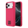 DKNY для iPhone 17 Pro чехол Liquid Silicone Stack Metal logo Hard Pink (MagSafe)
