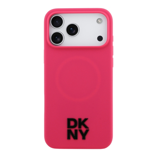 DKNY для iPhone 17 Pro чехол Liquid Silicone Stack Metal logo Hard Pink (MagSafe)