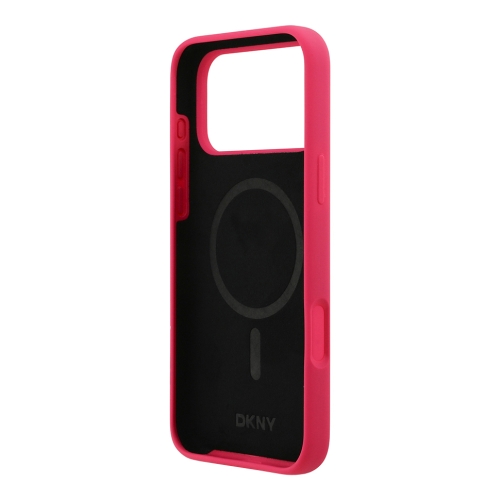 DKNY для iPhone 17 Pro чехол Liquid Silicone Stack Metal logo Hard Pink (MagSafe)