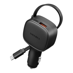 Energea АЗУ ArcDrive 84, USB-C +USB-A +75cm retractable USB-C cable (Total 84W) Black