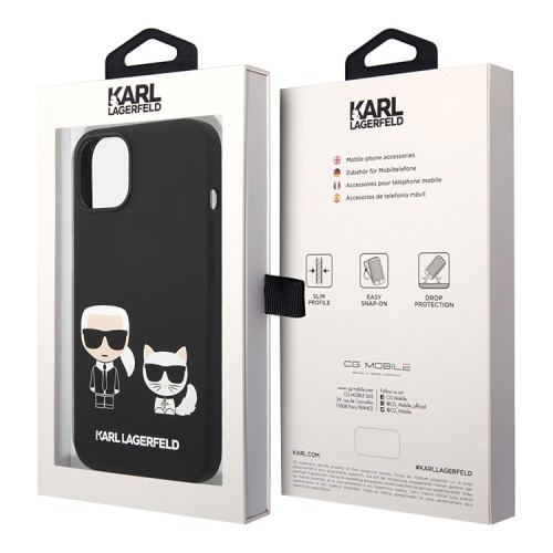 Чехол Lagerfeld Liquid silicone Karl & Choupette Hard для iPhone 14, черный
