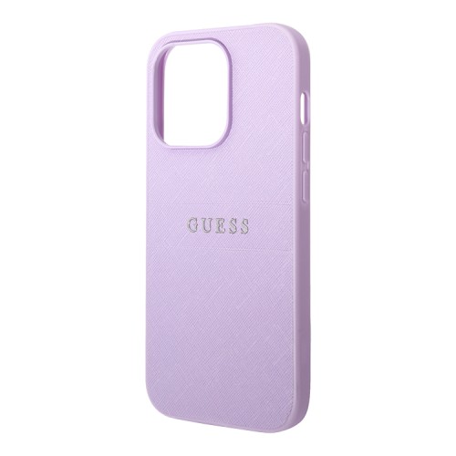 Чехол Guess PU Saffiano with Metal logo Hard для iPhone 14 Pro Max, фиолетовый