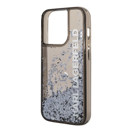 Чехол Lagerfeld Liquid glitter Elongated logo Hard Translucent для iPhone 14 Pro Max, черный