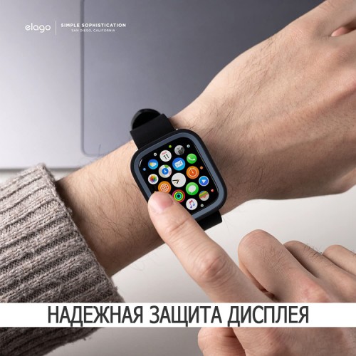 Чехол Elago DUO case для Apple Watch 45/44 мм, черный/синий