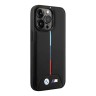 Чехол BMW PU Quilted Hot stamp tricolor Hard для iPhone 14 Pro Max, черный