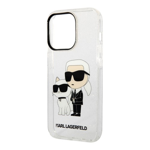 Чехол Lagerfeld NFT Karl & Choupette Hard для iPhone 14 Pro, прозрачный/блестящий