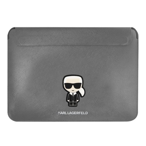 Чехол-папка Lagerfeld Saffiano Sleeve Ikonik Patch для ноутбуков 13-14 дюймов, серебристый