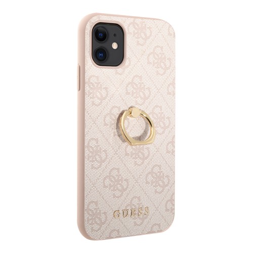 Чехол Guess PU 4G + Ring Hard для iPhone 11, розовый