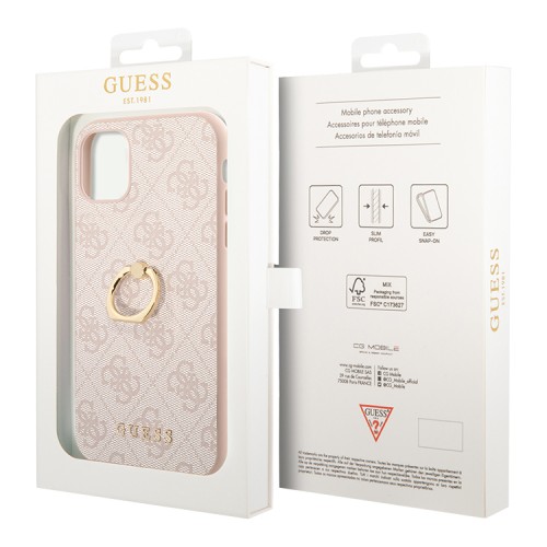 Чехол Guess PU 4G + Ring Hard для iPhone 11, розовый