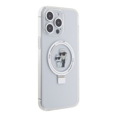 Karl Lagerfeld для iPhone 14 Pro Max чехол PC/TPU + Ring stand NFT Karl & Choupette Hard Transp (MagSafe)