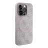 Guess для iPhone 13 Pro Max чехол PU 4G Colored ring Metal logo Pink (MagSafe)