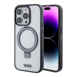 TUMI для iPhone 15 Pro чехол PC/TPU + Ring stand Hard Transp/Black (MagSafe)